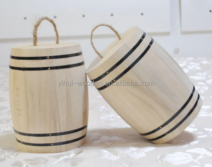 
small barrel shaped wooden tea storage packaging box wood coffee barrel 