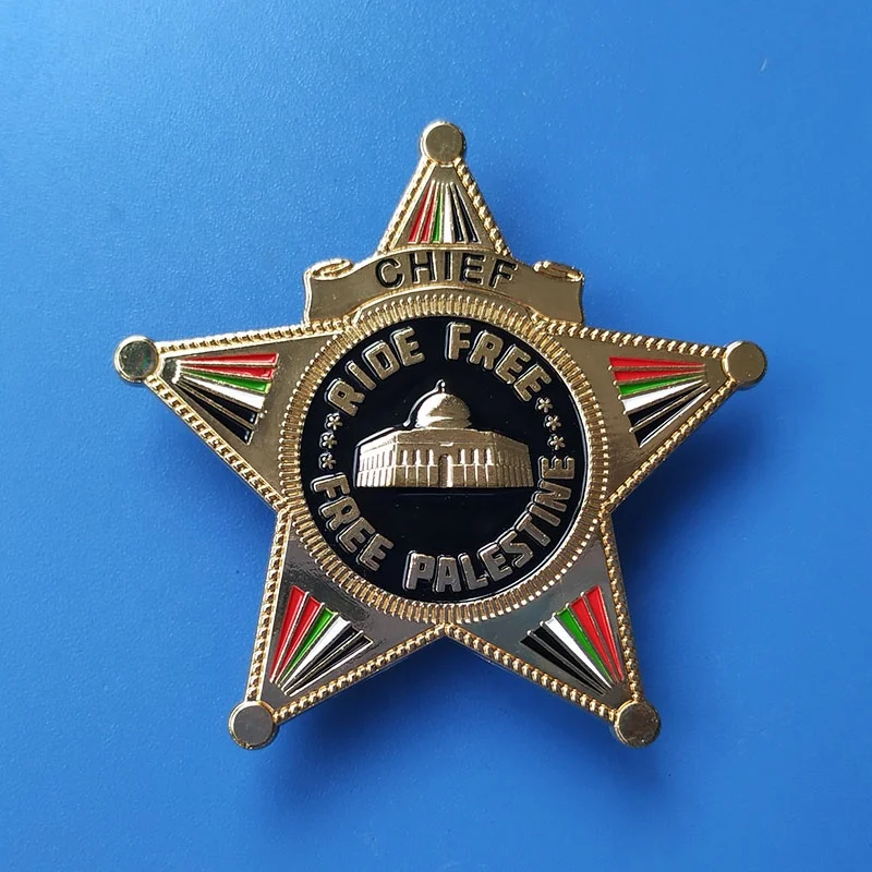 Promotional Hot Selling Custom Logo Gold Plated Star Design Badge Zinc-alloy Metal Badge with Butterfly Clutch