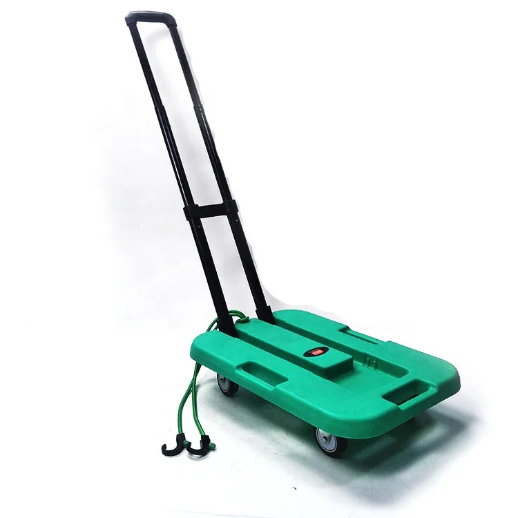 Foldable steel 4-wheel muted flatbed heavy moving airport luggage cart/trolley/roller for warehouse