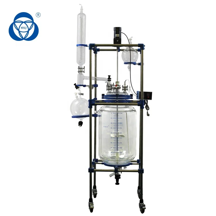 Customized discount large capacity glass jacketed continuous stirred tank reactors 100l with oil bath