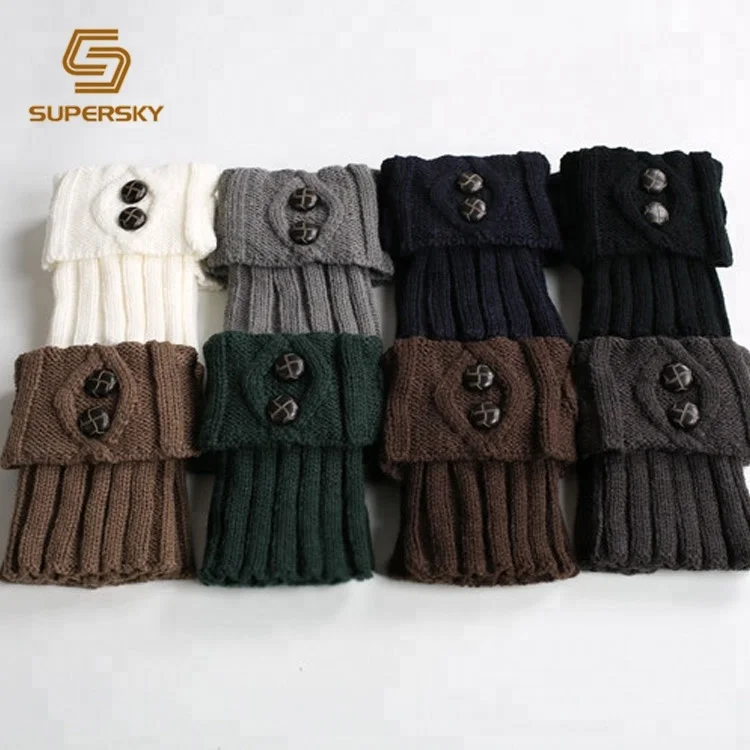 Wholesale Knit Leg Warmer Boot Cuffs Button Boot Socks With Reversible Boot Toppers Crochet Knit Leg Warmer