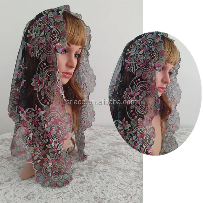 
Colorful Lace Chapel Scarf Catholic Wedding Lace Veil 