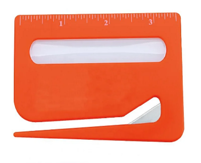 Promotional letter opener with ruler and magnifier plastic