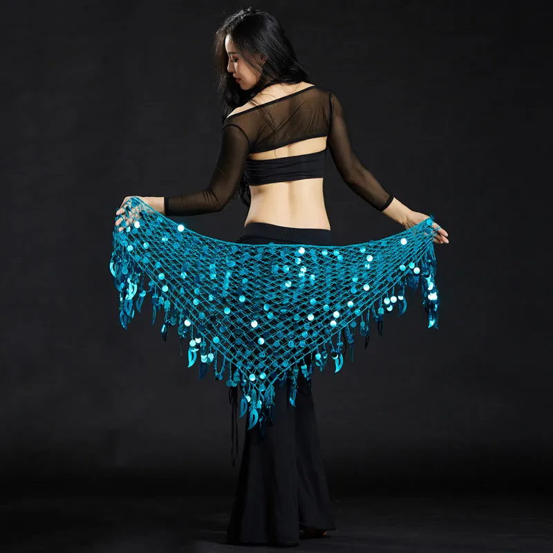 MeeTee H-J68 Sexy Lady Multi-Row Sequin Belly Wrap Hip Scarf Colorful Waist Chain Dance Skirt