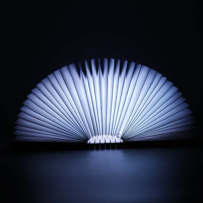 
walnut wood reading Folding Book Light Colorful USB Rechargeable Book Shape Light 