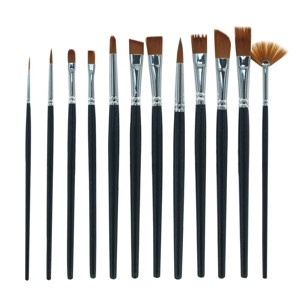Artist Paint Brush Set - 12 Different Sizes Paint Brushes for Acrylic Watercolor Oil Gouache Paint - Perfect Gift for Artists