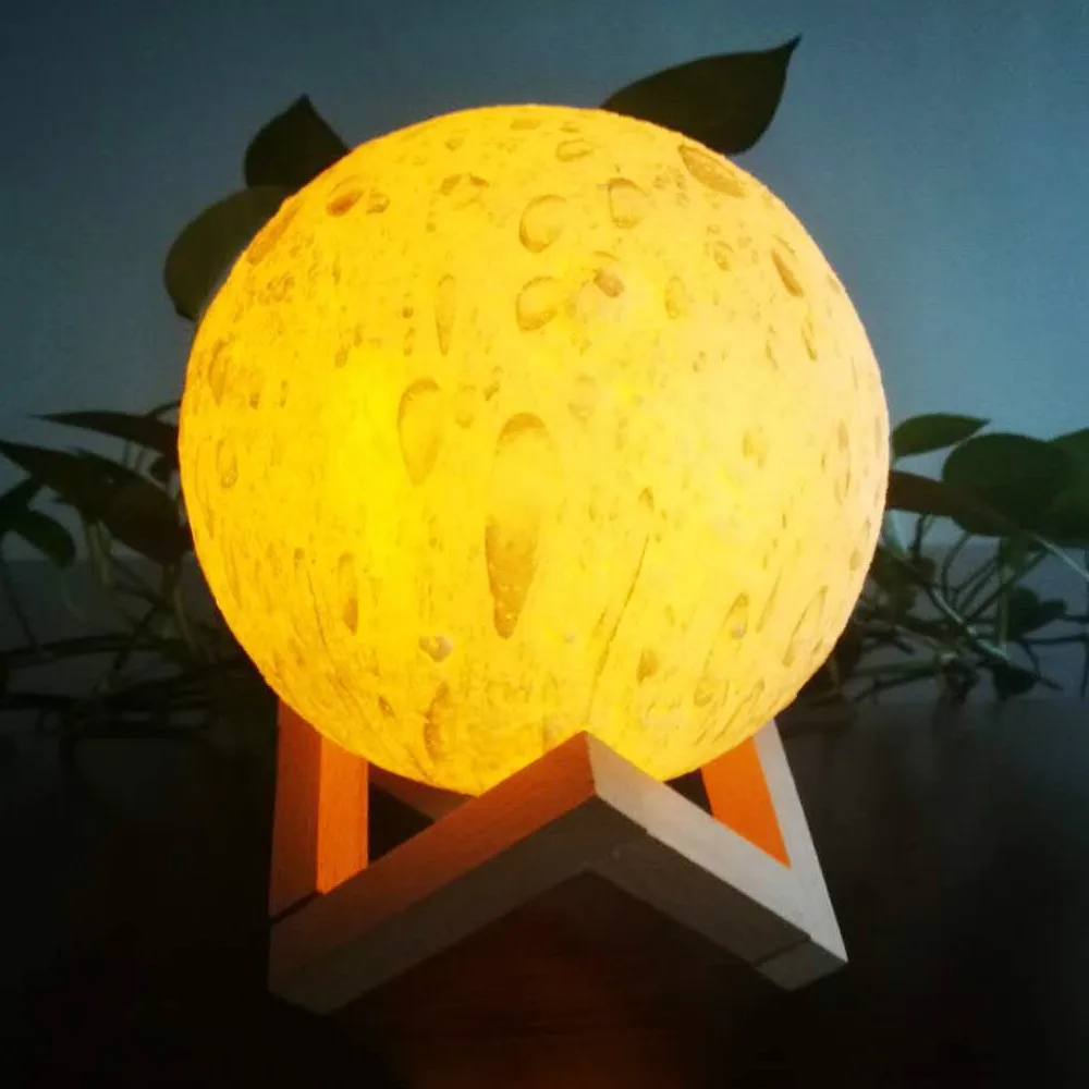 20 cm Moon Lamp  16 Colors LED 3D Print Moon Light with Stand & Remote&Touch Control and USB Rechargeable Moon Lamp