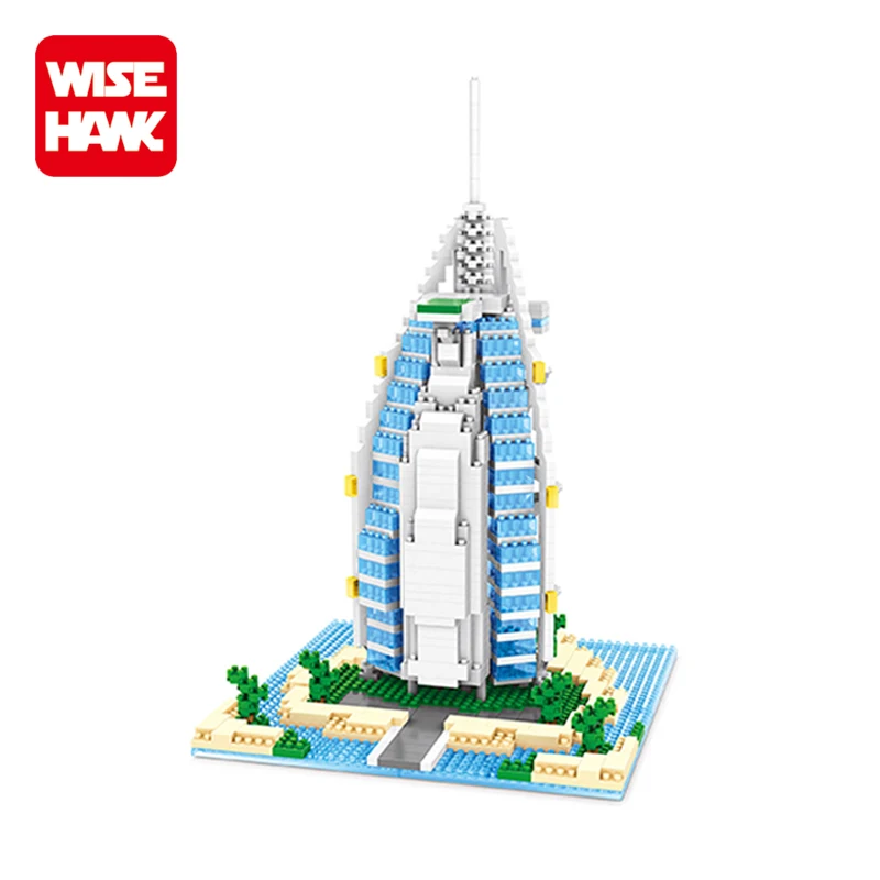 Wisehawk Plastic Construction Architecture Burj Al Arab Hotel 3d brains building blocks