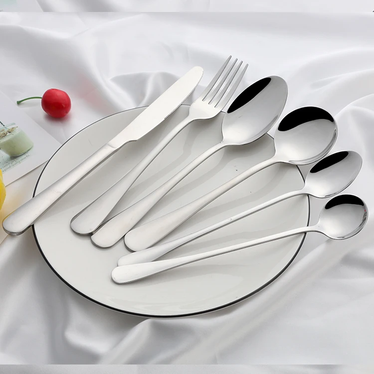 Wholesale high quality elegant cutlery stainless steel knife fork spoon flatware set gift hotel restaurant tableware custom logo