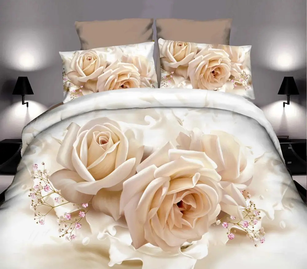 
3D flower printed 100% polyester bedding set, duvet cover set 