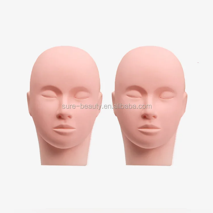 Soft Silicone Practice Head Training Mannequin Flat Head Practice Faux Eyelash Extensions Professional Make Up Tools