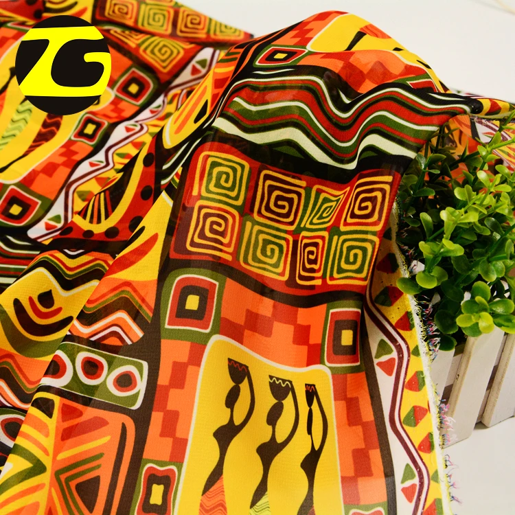 50D polyester Korean chiffon fabric african fashion print chiffon fabric for scarf