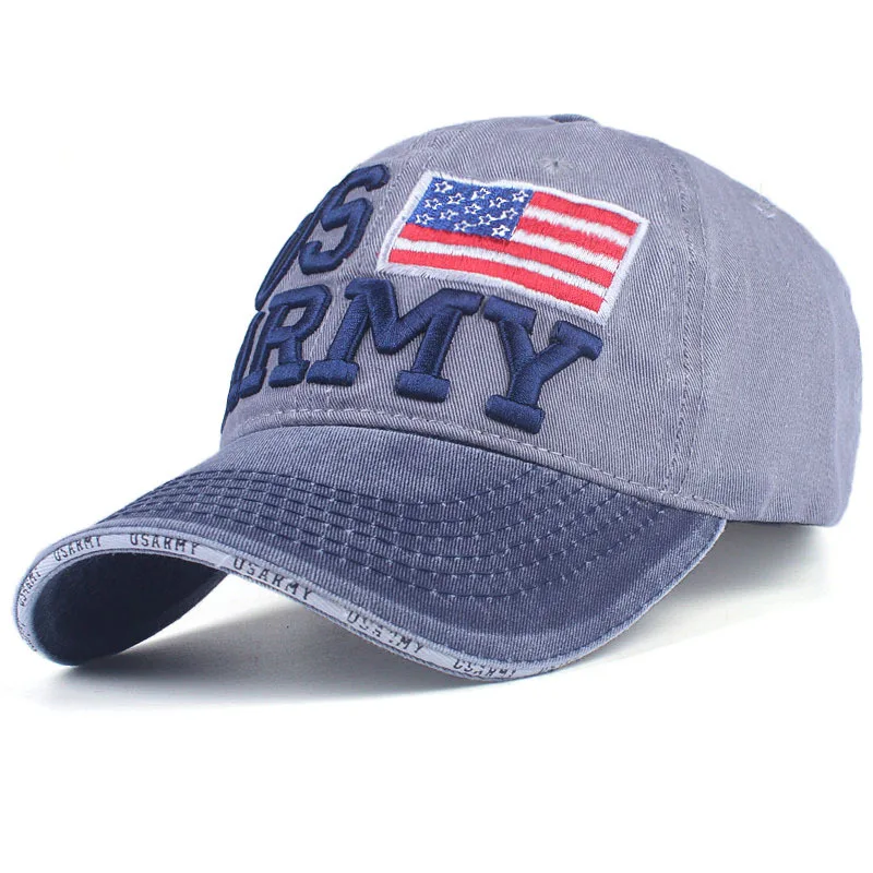 Sandwich Pre-curved Brim Hat 3D Embroidery USA Flag Logo Cotton Baseball Hat