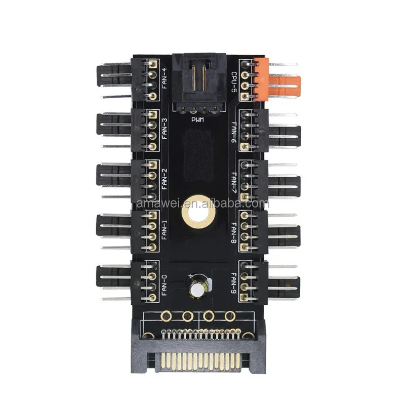  Охлаждающий вентилятор Sata от 1 до 10 Molex разветвитель кабель PWM 12 В со светодиодным адаптером питания для