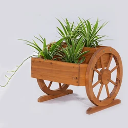 Plant Pot, Planter Box Wooden Garden Wheel Flower Vase POTS Flower Basket Flower Tub Flower Kettle/sprinkler Flower/green Plant
