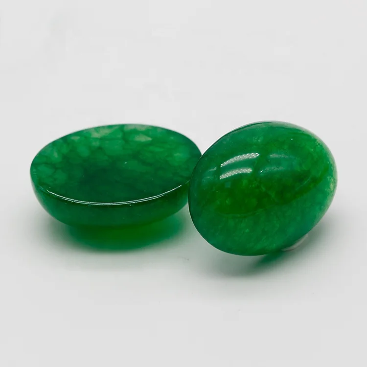 Oval Shape Gemstone Cabochon Natural Green Jade Stone