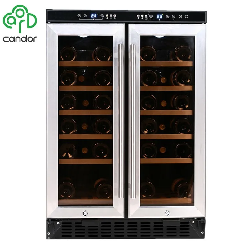 Candor two door dual-zone built-in 36 bottles compressor wine cellar fridge refrigeration