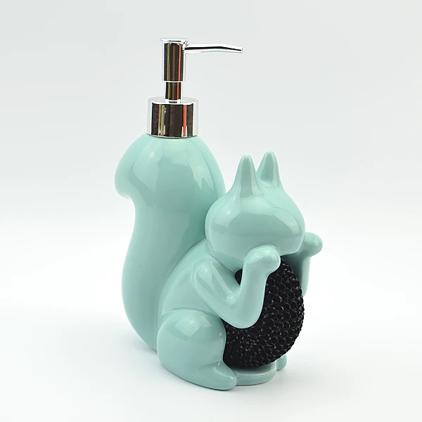 
Manufacturer Wholesale Ceramic Cute Animal Squirrel Shape Bath Soap Dispensers 