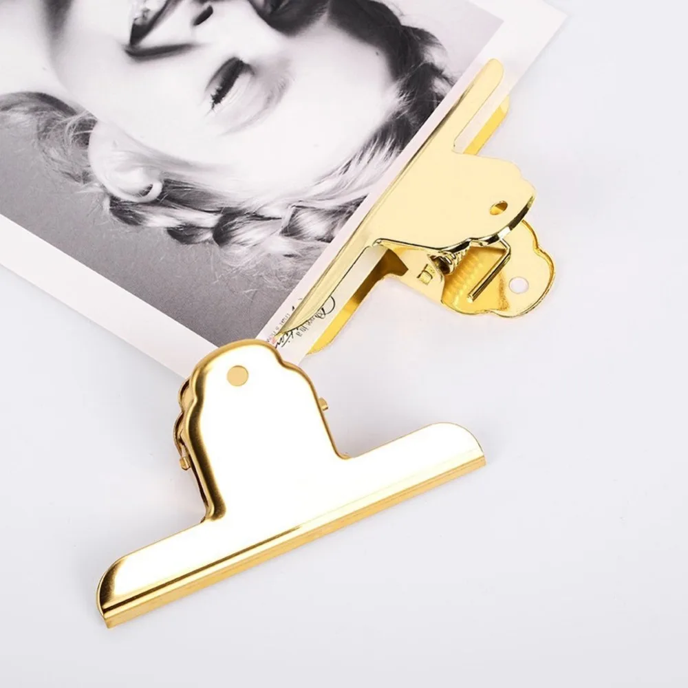 Hanging Gold Stainless Steel Heavy Duty Paper Bulldog Clamp Clips