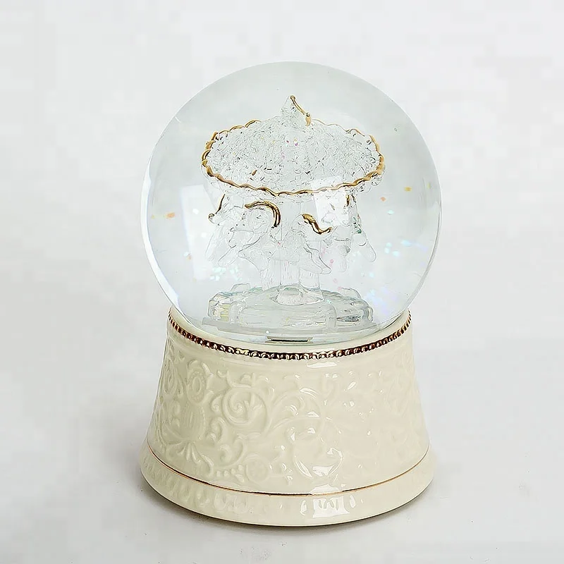 Музыкальная шкатулка с керамической основой освещенный хрустальный шар снежный музыка и веселый круг 100 мм замечательные свадебные подарки для