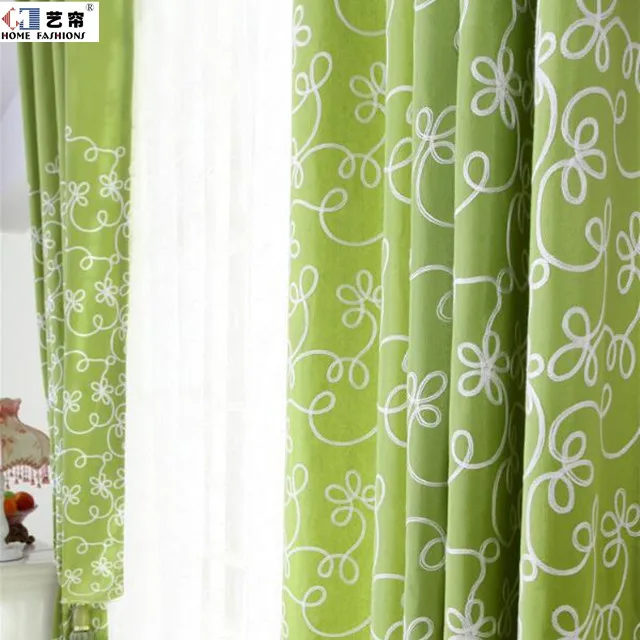 Embroidered blue purple green color blackout arabic curtain panels for home