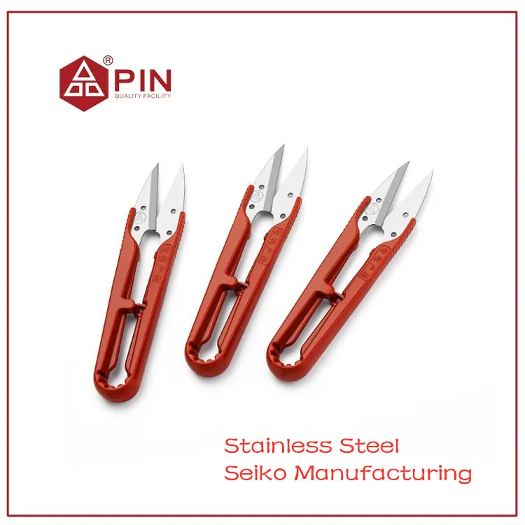 Патентованная продукция, ножницы для пряжи из нержавеющей стали PIN-1423 с пластиковой ручкой, триммер для резьбы, малые ножницы 107 мм