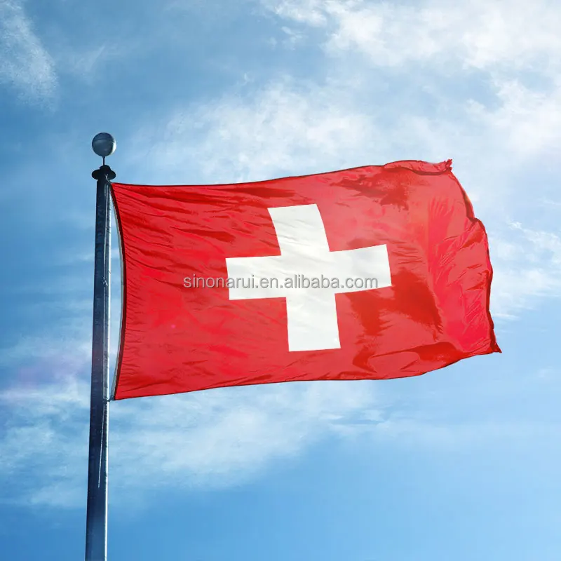 Wholesale 90x150 CM Digital Print Custom Home Decoration Football Banner Europe Switzerland National Flag