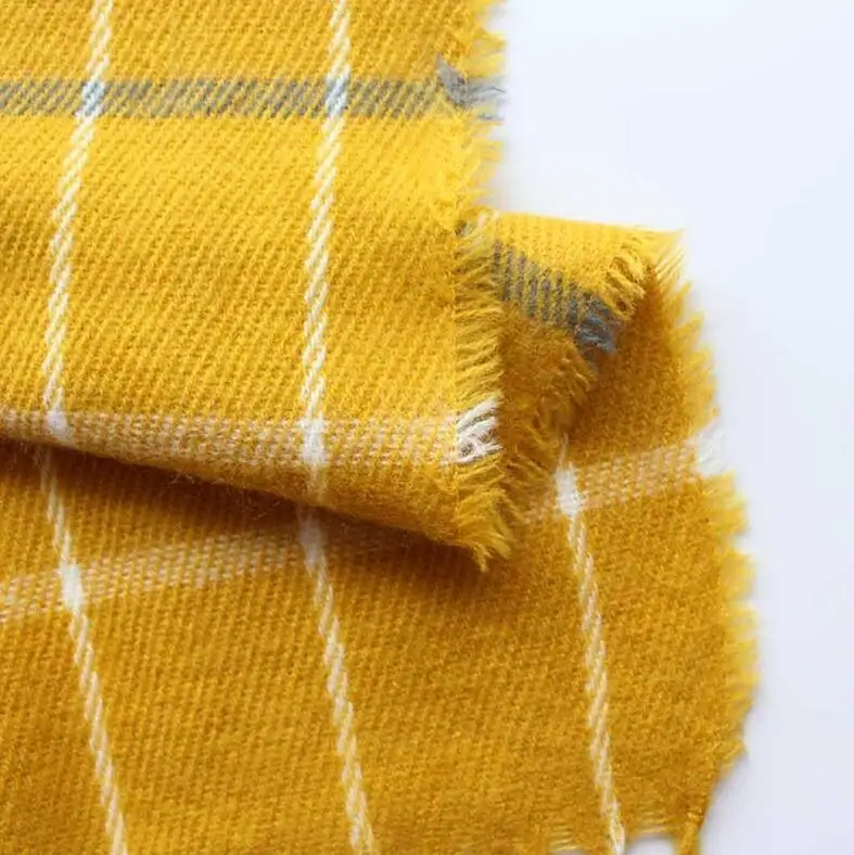ZP wholesale cheap price plaid yellow pashmina wraps scarf with fringe