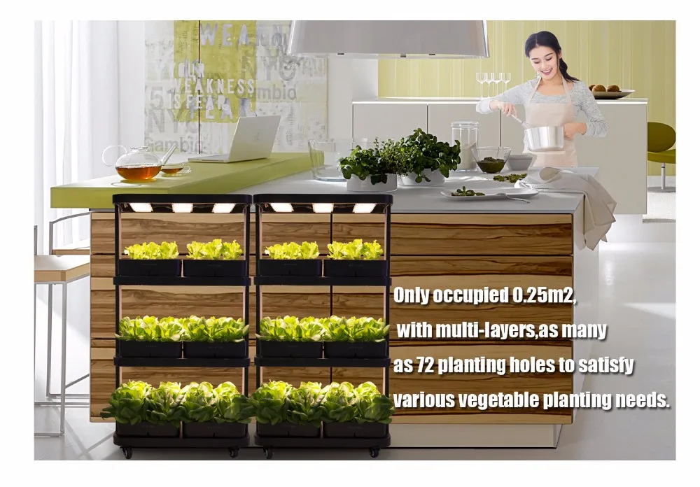 Shenzhen Hot Sale Avatar 120W 3 layers eco-kitchen hydroponic Greenhouse Grow Vertical cabinet/box for lettuce&tomato&pepper