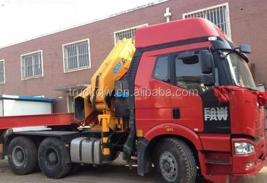 crane tractor 300HP engine horsepower 6*4 FAW left hand drive Telescopic 12tons crane install on tractor