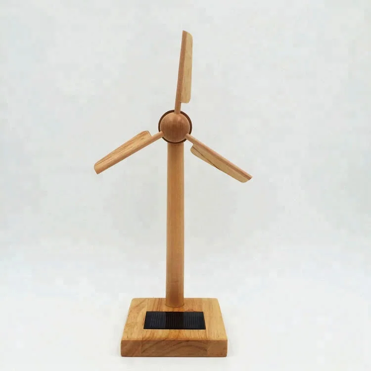 Customized and hotest solar wooden windmill for toys and garden