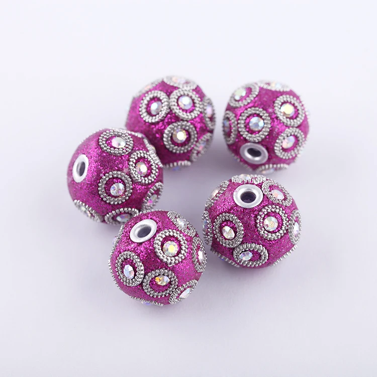 Multicolored Pieces Handmade Indonesia Beads, with Brass Core Round Size About 20mm in Diameter Indonesia Beads