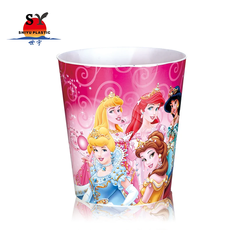 
2017 colorful eco friendly desktop portable kitchen kids novelty advertising 3d lenticular printing plastic cartoon trash can 