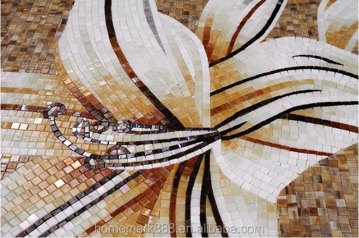 Good Quality Popular Europe Design Glass Flower Mosaic Tile for USA