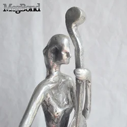 Cast Aluminium saxophonist musician statue, bronze large abstract musician player