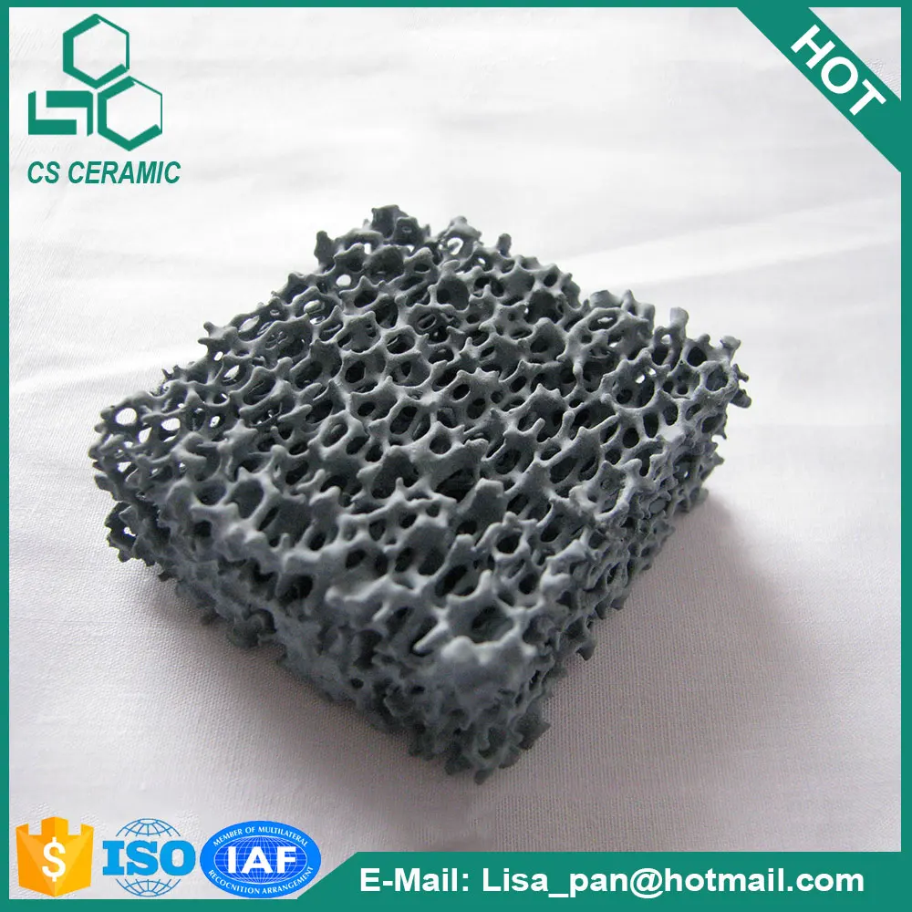 Карбид кремния керамический фильтр пены, 20 PPI фильтр пены, черный фильтр пены