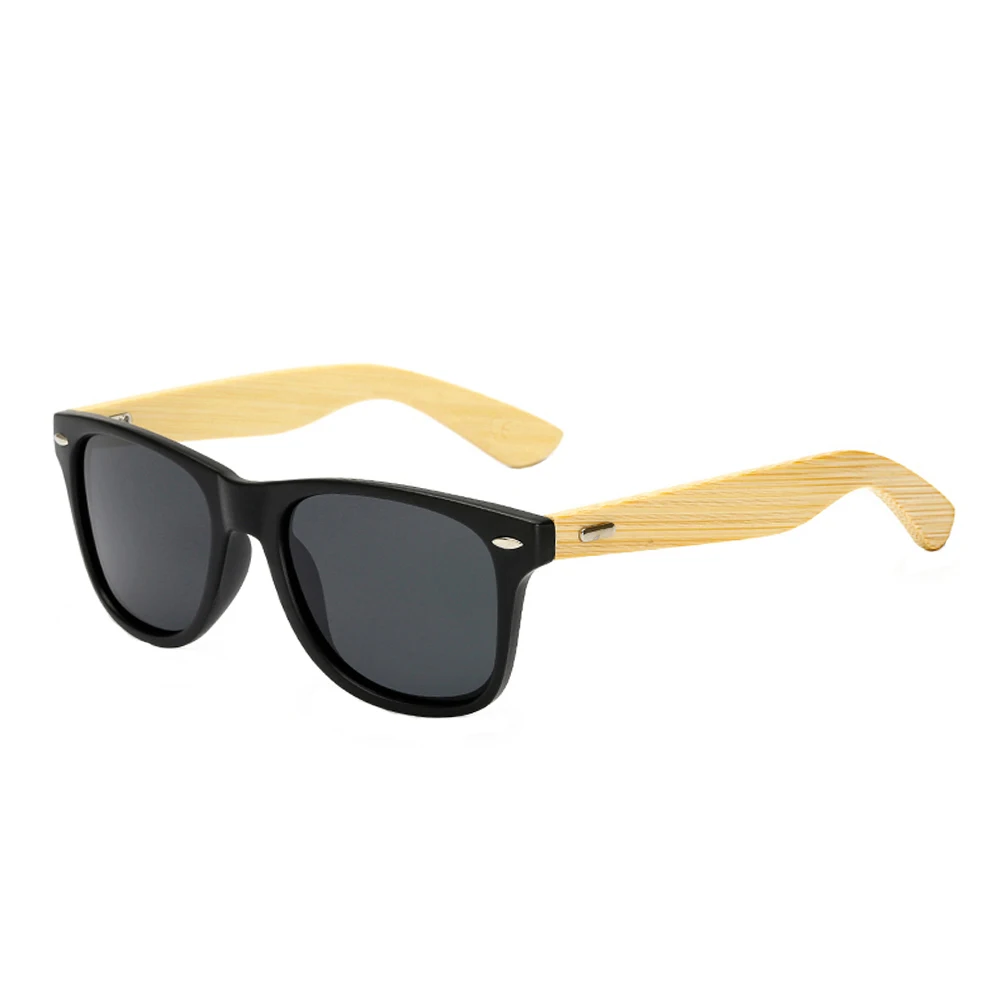 Fashion and hot sale custom bamboo sunglasses with black lens for men and women