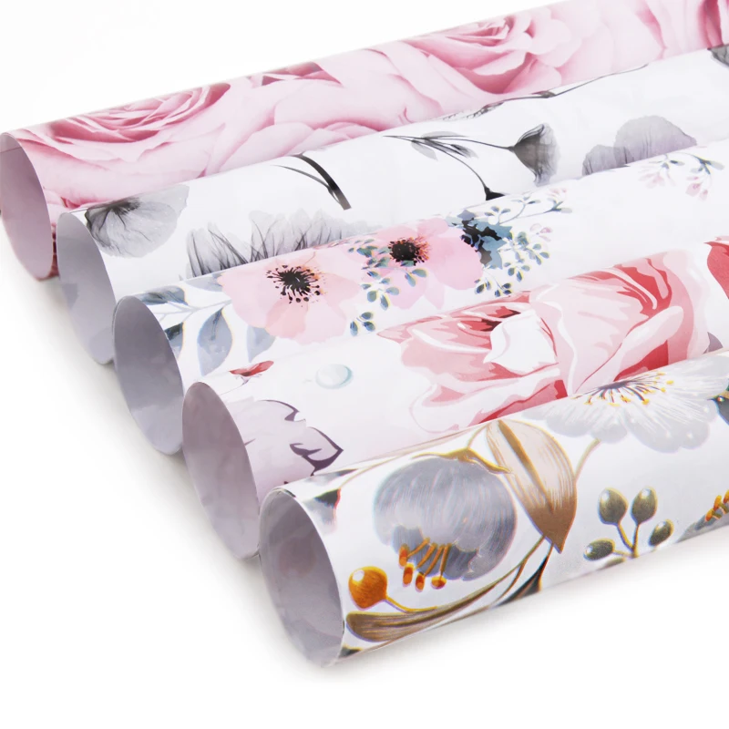 
Wholesale Beautiful Pink Rose Flowers Printed Wrapping Gift Paper Roll 