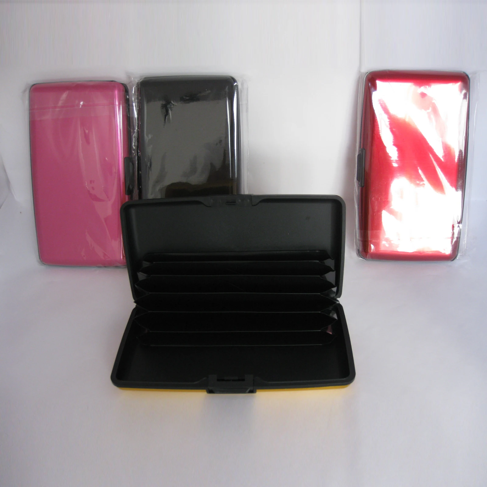 Stripes and Cross  long Aluminum Metal Wallet with mirror