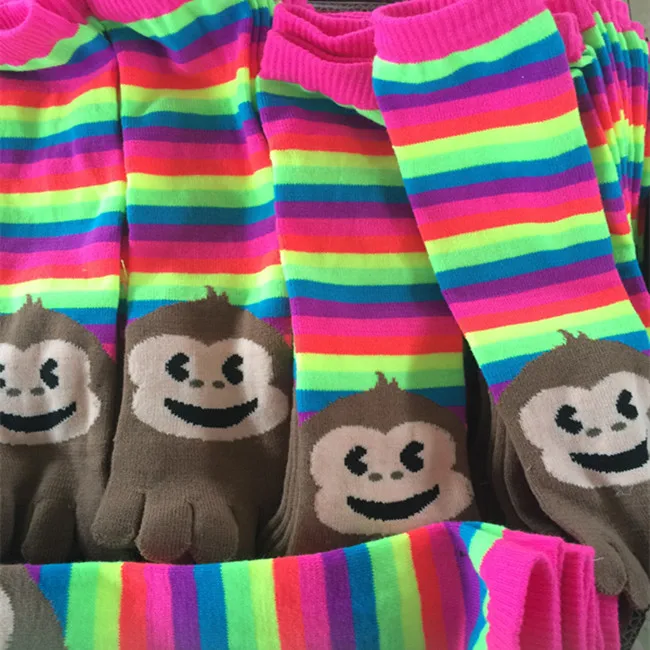 
MULTI COLOR Striped Fuzzy Toe Socks, Soft Polyester Animal Fashion Toe Socks, Warm Fuzzy Cute Animal Novelty Toe Socks 