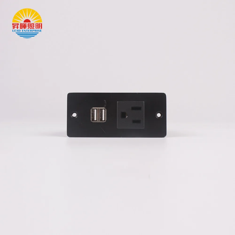 US approved Mini Desk Kitchen Conference Furniture Recessed Power Strip Socket 1 AC US Outlet with 2 USB Ports with