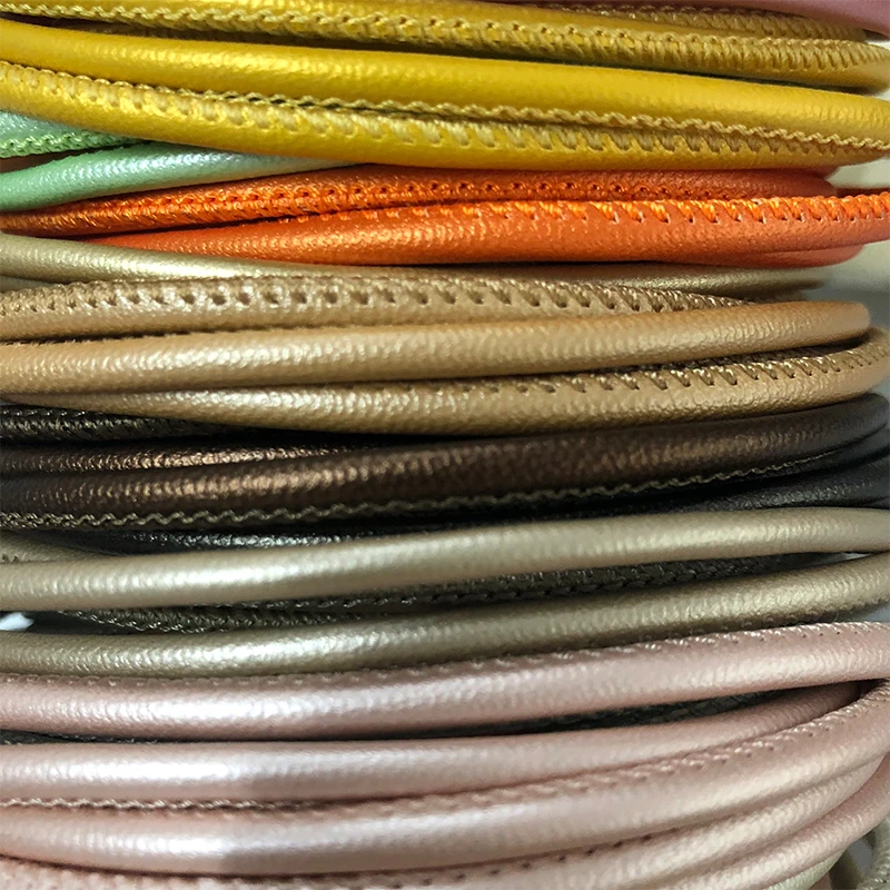 Оптовая продажа, светлый 3 мм круглый жемчужный цвет, сшитый мягкий браслет Nappa, шнур из искусственной кожи