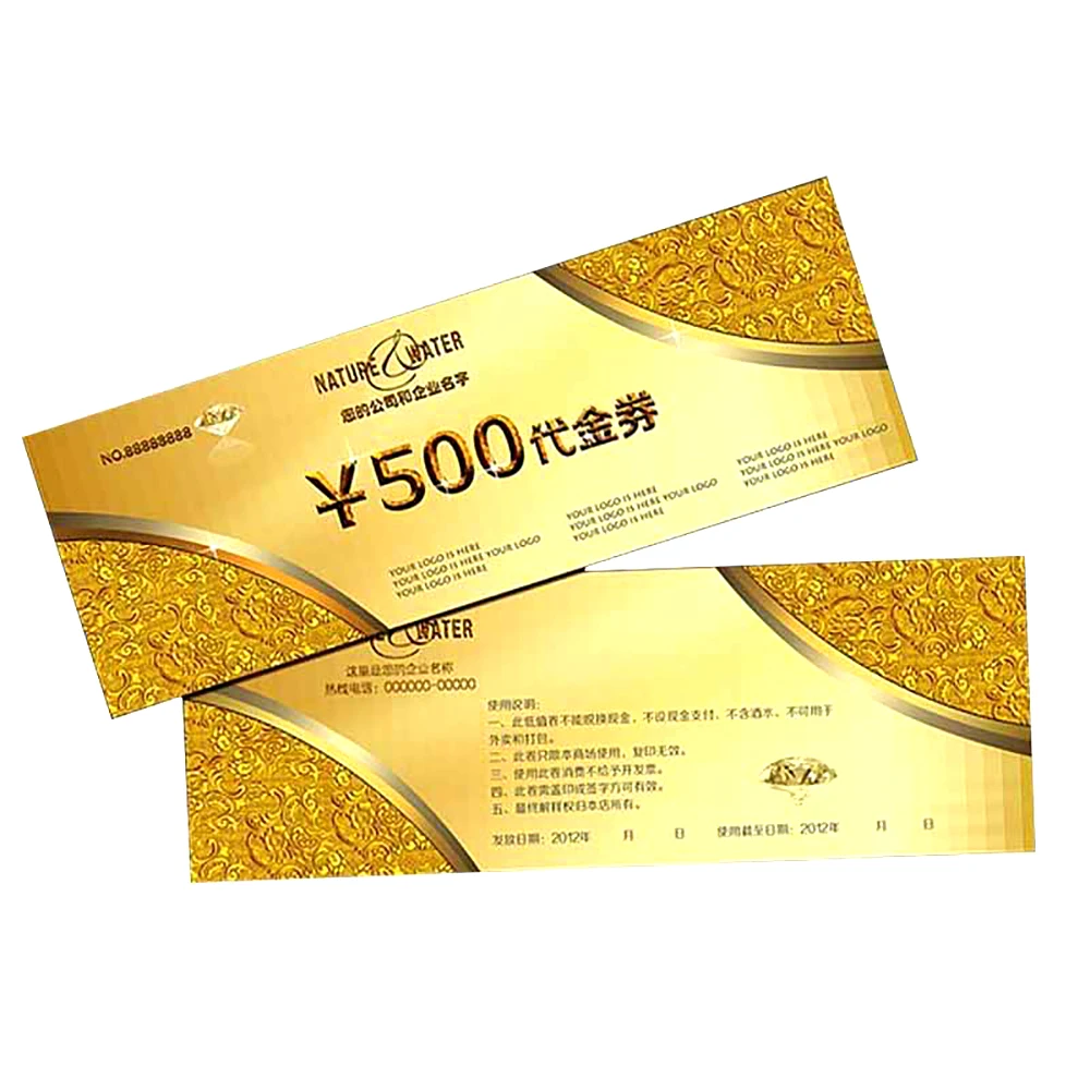 Custom anti-counterfeiting security watermark paper discount ticket/ voucher/ coupon printing