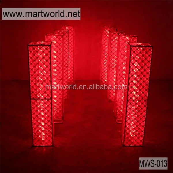 Hot Latest crystal wedding decoration pillar with changeable LED light for wedding stage decoration(MWS-013)