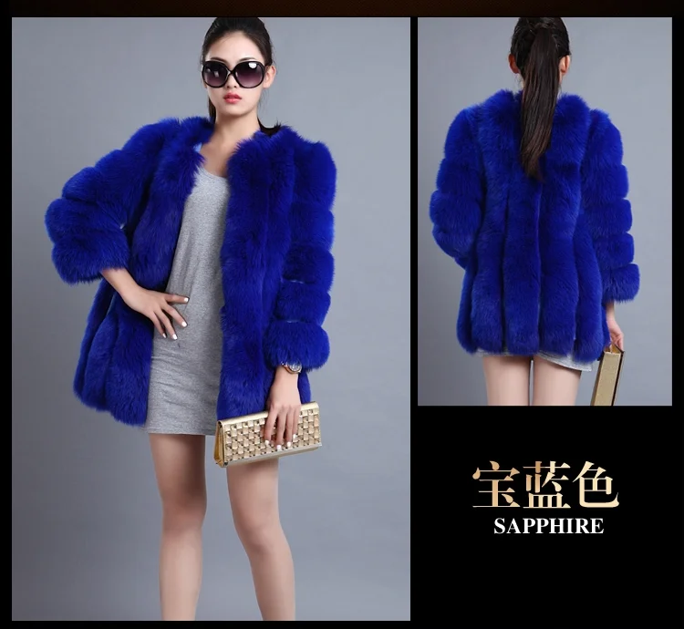 2022 High Quality Winter Women Jacket Warm Soft Faux Fox Fur Coat White Fur Coat