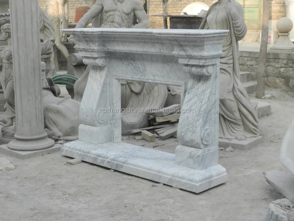 Natural Carrara white marble fireplace