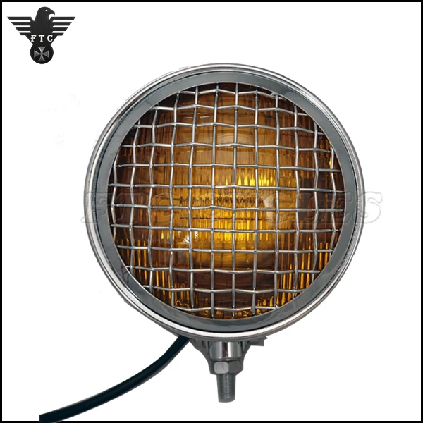 Хромированная сетка, Классическая винтажная мотоциклетная фара для Harley, велосипеды на заказ, Кафе racer