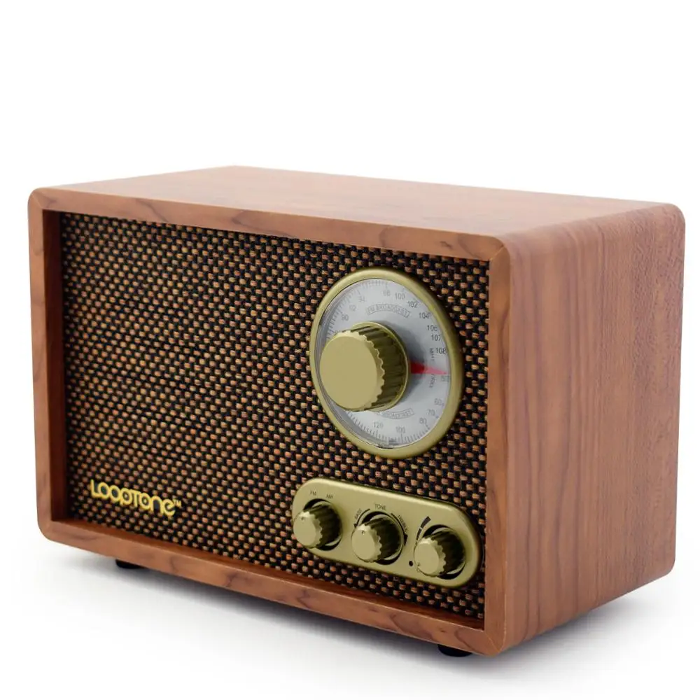 Desonic AM/FM Hi-Fi Radio Vintage Retro Classic Hand-crafted WoodBlueTooth Radio W/ Built-in Speaker Treble&Bass Control