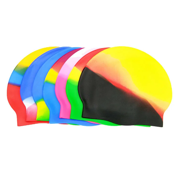 
Manufacture Sports Multiple Colors Swirl Colors Silicone Mixed Colors Swim Caps 