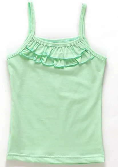 
Double stitch girls ruffle sling special pure red color kids tank top 